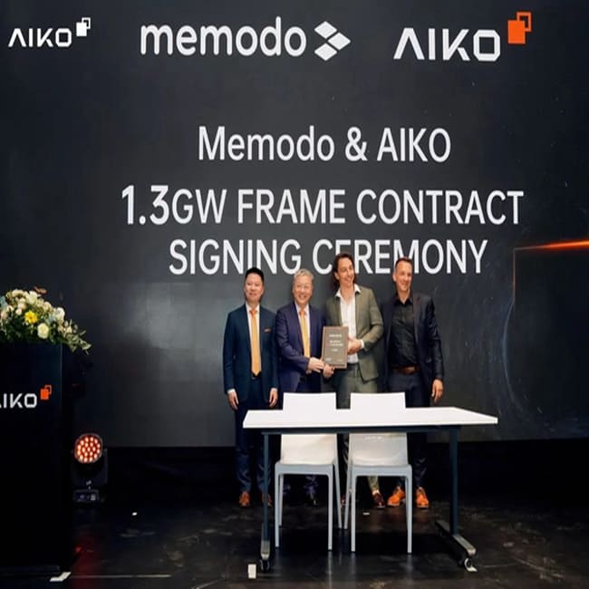 توقع شركة Maunfacturer الصينية Aiko Solar اتفاقية توريد 1.3 جيجاوات مع Memodo